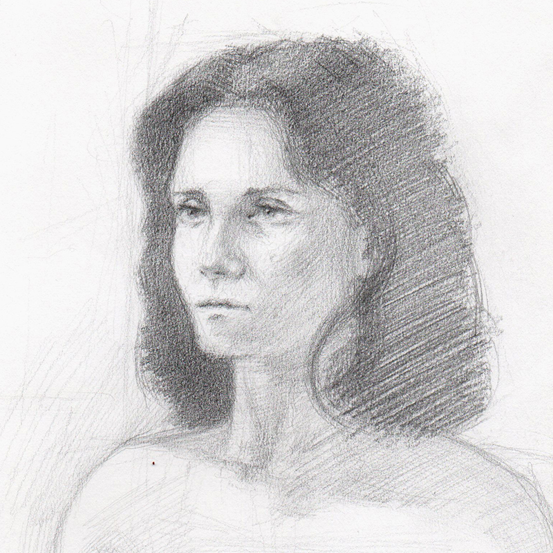 drawing, portrait of a young girl 